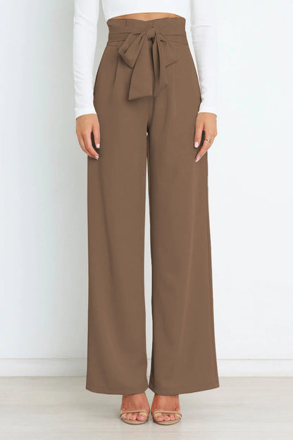 ELAYNAH | Wijde Panthalon Voor Dames Met Hoge Taille & Strik Design