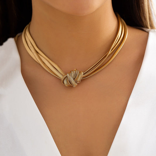 KNOTTA | Knoop Vormige  Dames Ketting - Goud & Zilver Kleurig