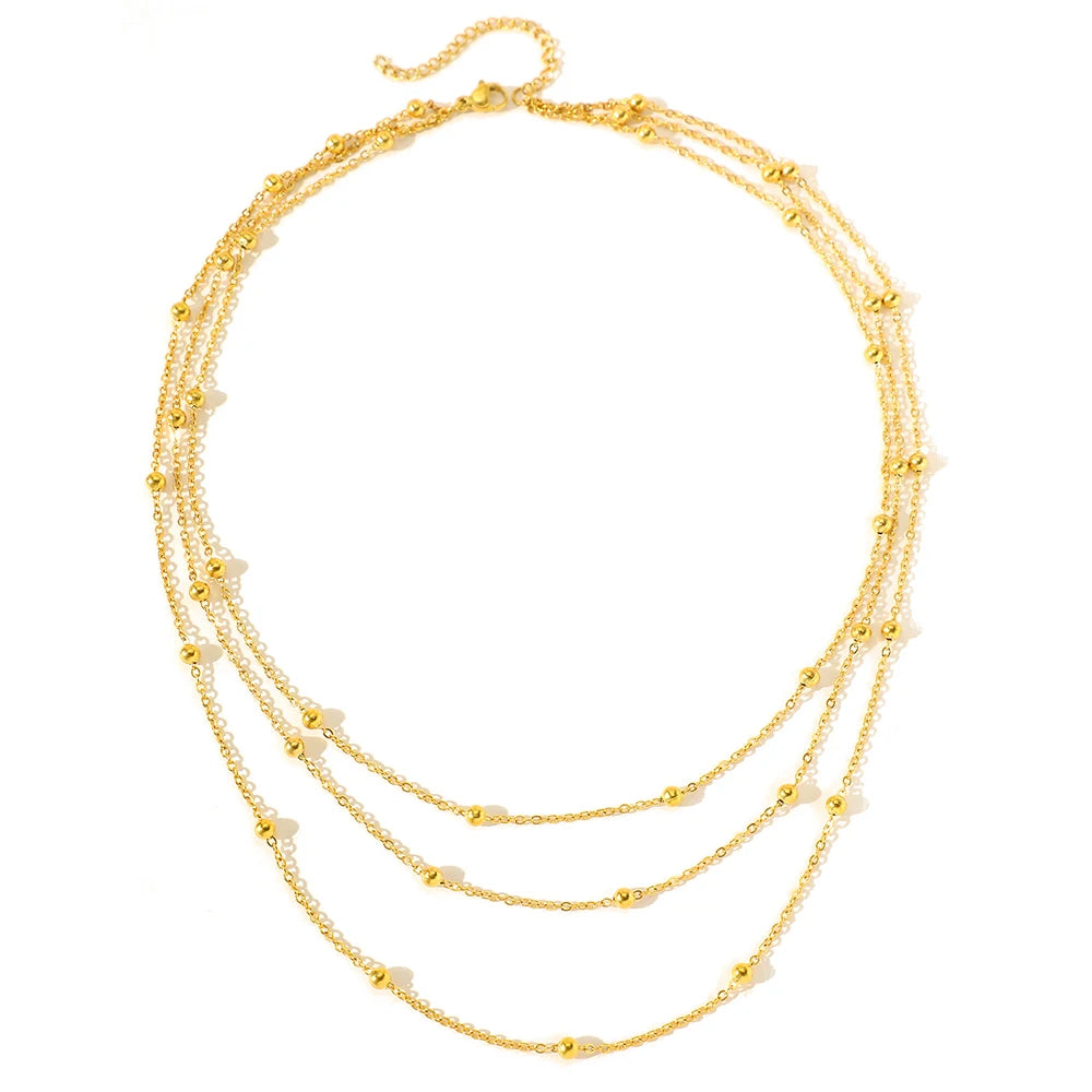LAYA | Verfijnde Laagjesketting Voor Dames met Subtiele Bolletjes - Elegant & Vrouwelijk