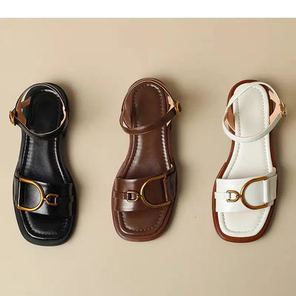 CARA | Tijdloze Dames Sandalen met Luxe Goudkleurige Gesp - Elegant, Zomers & Comfortabel