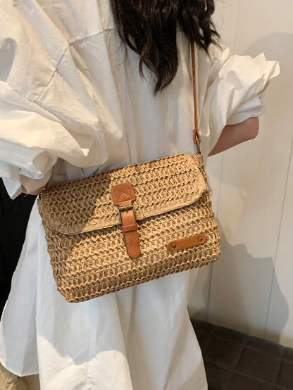 YUKO | Zomerse Geweven Dames Schoudertas in Rietstijl - Zomers, Functioneel & Perfect Voor op Vakantie
