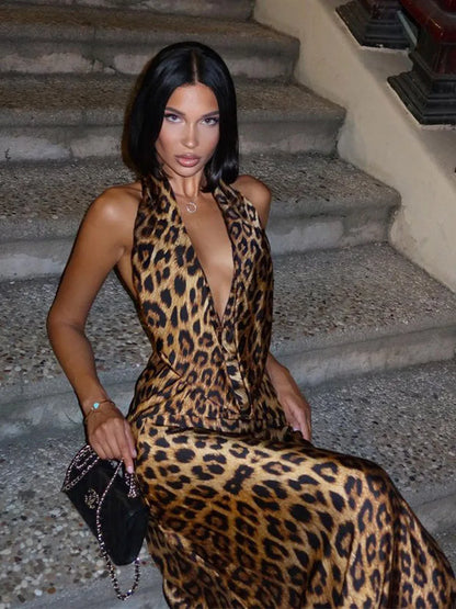 LÉANA | Bodycon Maxi Jurk Met Dierenprint En Lage Rug – Gedurfd, Elegant, Comfortabel