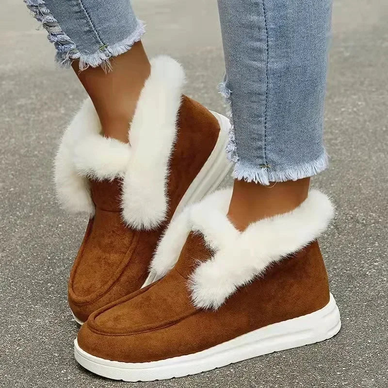 Dames Enkellaarsjes Slip-on | Suède Pluche Voering Warme Sneeuwschoenen