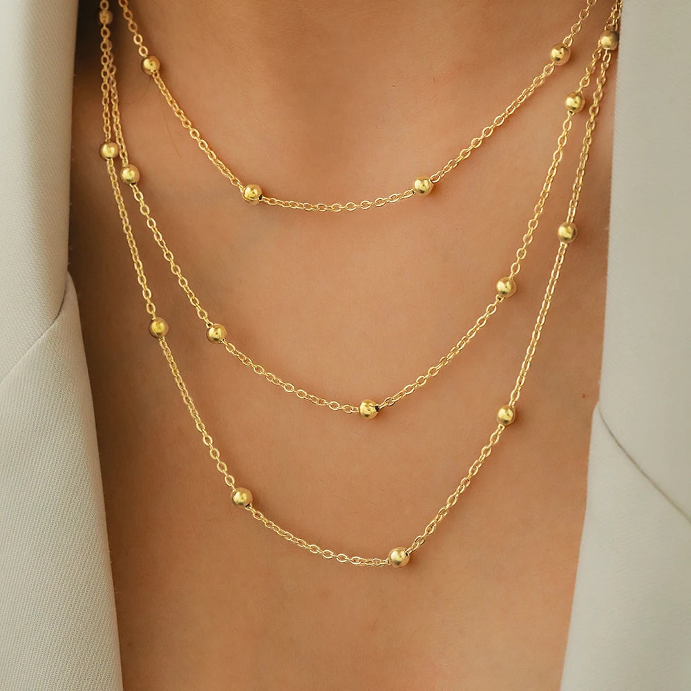 LAYA | Verfijnde Laagjesketting Voor Dames met Subtiele Bolletjes - Elegant & Vrouwelijk