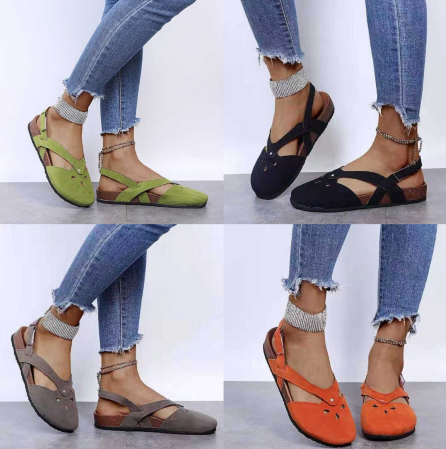 KJERSTIN |Dames Sandalen met Kurkzool – Ademend Leer & Verstelbare Pasvorm