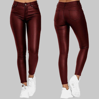 PU Leren Skinny Broek Voor Dames | Hoge Taille Stretch Kunstleer Legging