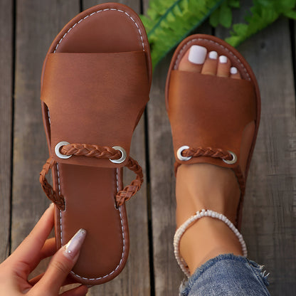 PYTHIA | Dames Zomerslippers Met Gevlochten Details - Luchtig & Comfortabel