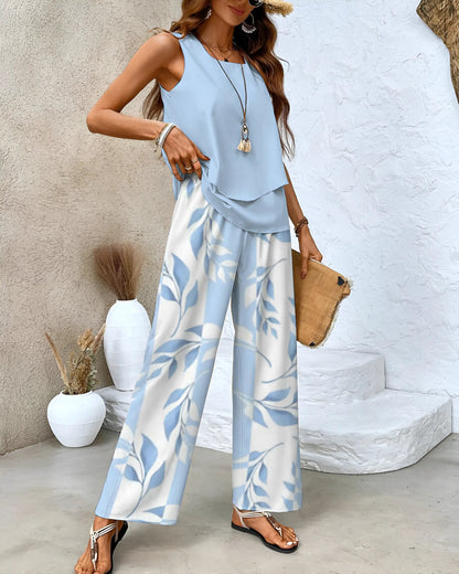 SIERRA | Dames Zomer Set met Top & Wijde Broek in Pastel Kleur