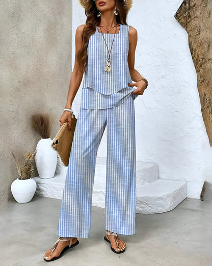SIERRA | Dames Zomer Set met Top & Wijde Broek in Pastel Kleur