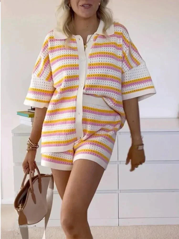 JENICA | Gestreepte Zomerset Met Pastel Kleuren Voor Dames - Voor Strand & Stad