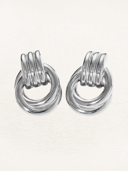 JINTEL | Gedraaide Statement Oorbellen Voor Dames In Zilver – Elegant, Modern, Lichtgewicht