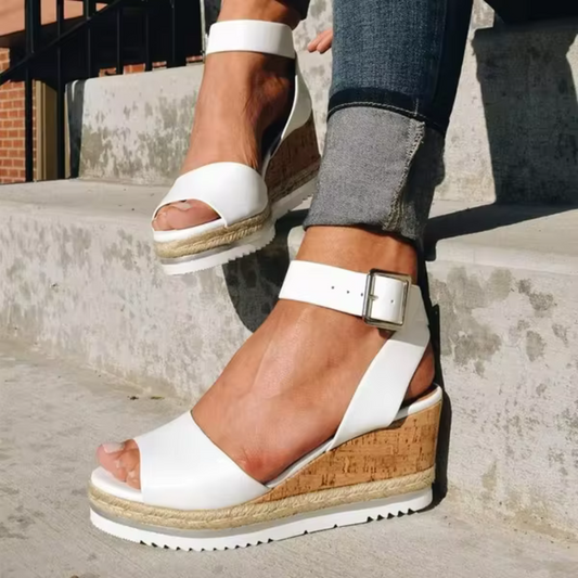 TAYEN | Dames Plateau Sandalen met Gesp & Kurk Hak