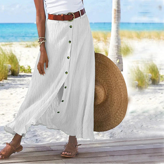 TAVIRA | Maxi Zomer Rok Voor Dames Met Blouse knoop Design - Zomers & Luchtig