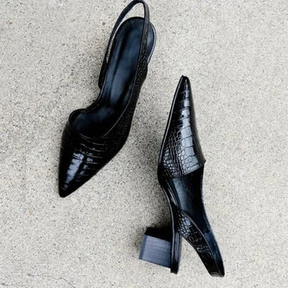 AMBER | Klassieke Slingback Hakken voor Dames met  Croco-Textuur - Luxe, Stijl & Comfort