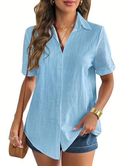 JULIA | Lichtgewicht Relaxed Fit Dames Blouse met Korte Mouwen – Casual Zomerfavoriet