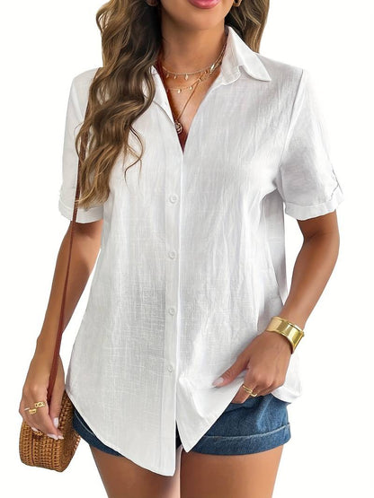 JULIA | Lichtgewicht Relaxed Fit Dames Blouse met Korte Mouwen – Casual Zomerfavoriet