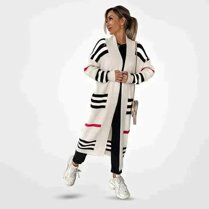 ISLA | Dames Cardigan Met Strepenpatroon – Lang, Veelzijdig & Perfect Voor Het Najaar