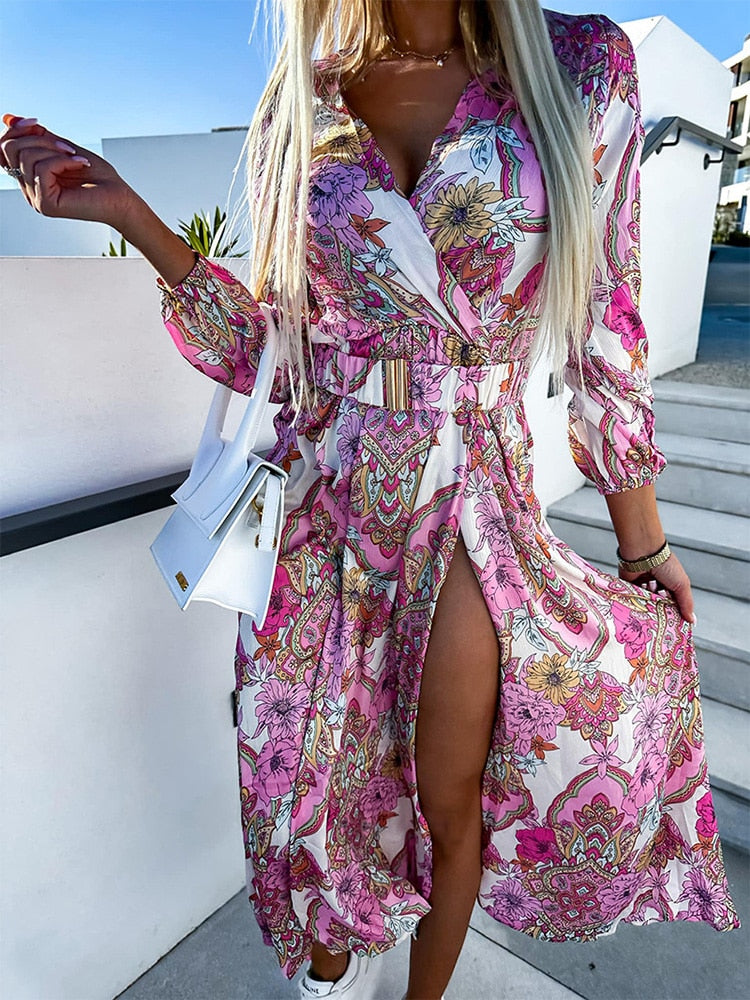 FIORA | Maxi Bloemenprint Zomerjurk Voor Dames - Zomers & Modieus
