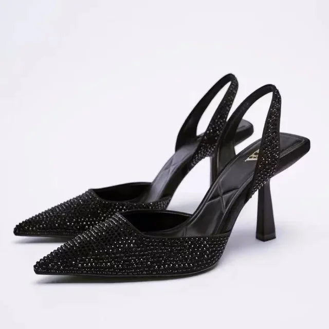 SHANTEL | Comfortabele Slingback Hakken Met Steentjes - Dames