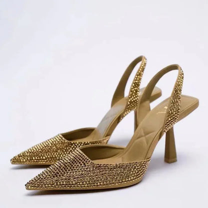 SHANTEL | Comfortabele Slingback Hakken Met Steentjes - Dames