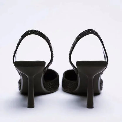 SHANTEL | Comfortabele Slingback Hakken Met Steentjes - Dames