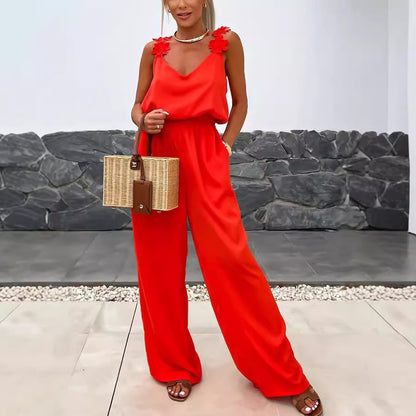 NOELLE | Satin Flower Jumpsuit – Stralend, Trendy & Uniek!