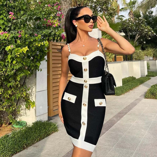 DANIQUE | Klassieke Zwart Wit Zomerset Voor Dames Met Sierknopen - Elegant & Chic