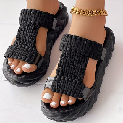 YARA | Geweven Orthopedische Plateau Sandalen Voor Dames Met Gevlochten Motief – Comfortabel, Modieus, Verhogend