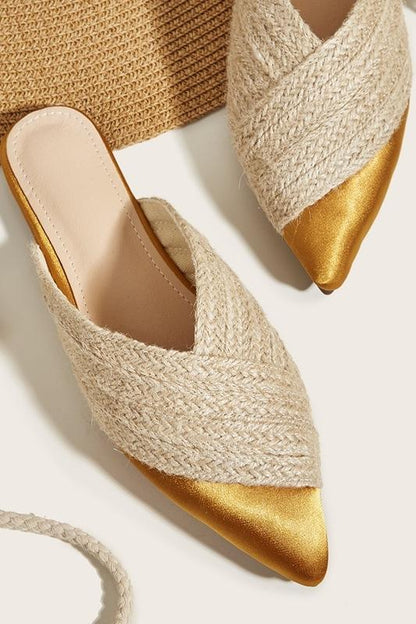 APPHIA | Dames Satijnen Gevlochten Slippers in Rietlook - Zomers, Comfortabel & Elegant