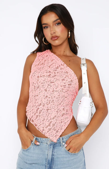 AYLA | Lace One Shoulder Top – Romantisch, Zomers & Uniek