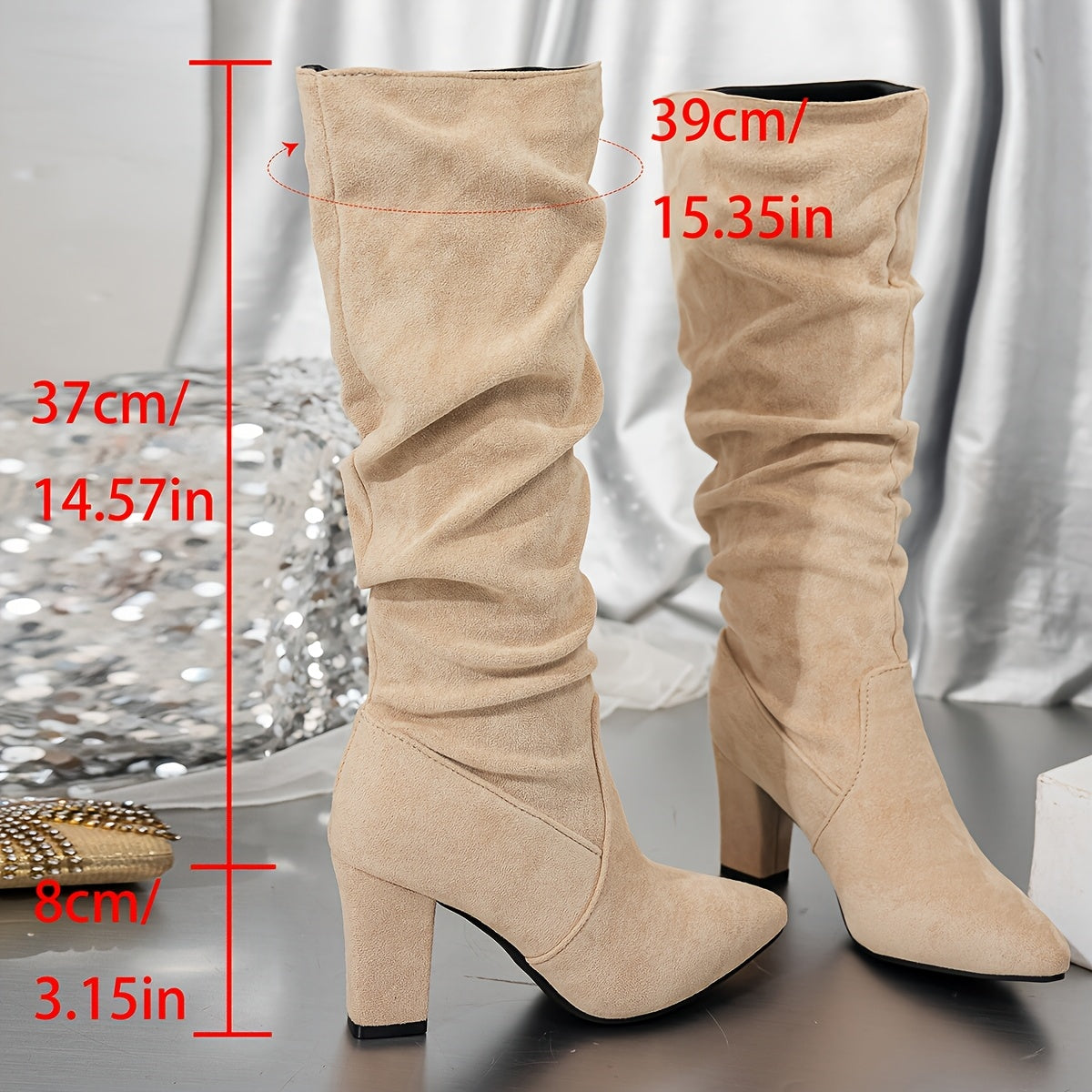 Kniehoge Dameslaarzen | Elegante Slouch Boots Met Luxe Suède Look En Comfortabele Hak