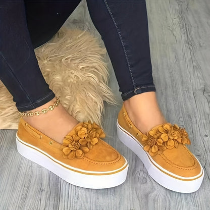 ABLA | Dames Loafers met Bloemenaccent en Platformzool