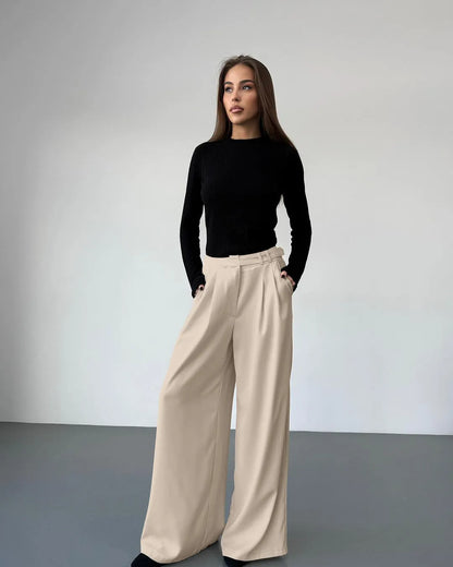 MATHILDE | Elegant Wijde Pantalon Voor Dames Met Uniek Taille-Detail – Comfort & Klasse Gecombineerd!