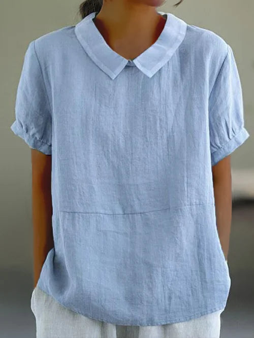 MARTINA | Dames Zomer Blouse Met Omgeslagen Kraag En Korte Mouwen – Licht, Luchtig & Stijlvol