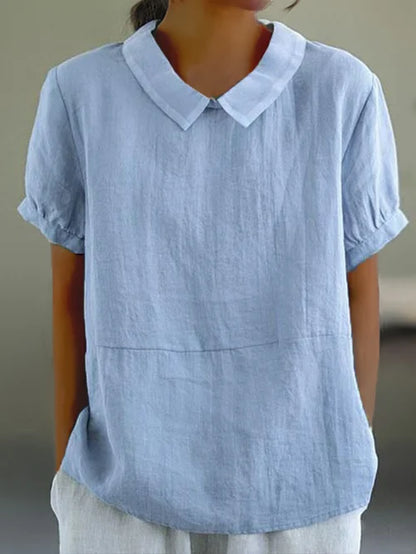 MARTINA | Dames Zomer Blouse Met Omgeslagen Kraag En Korte Mouwen – Licht, Luchtig & Stijlvol