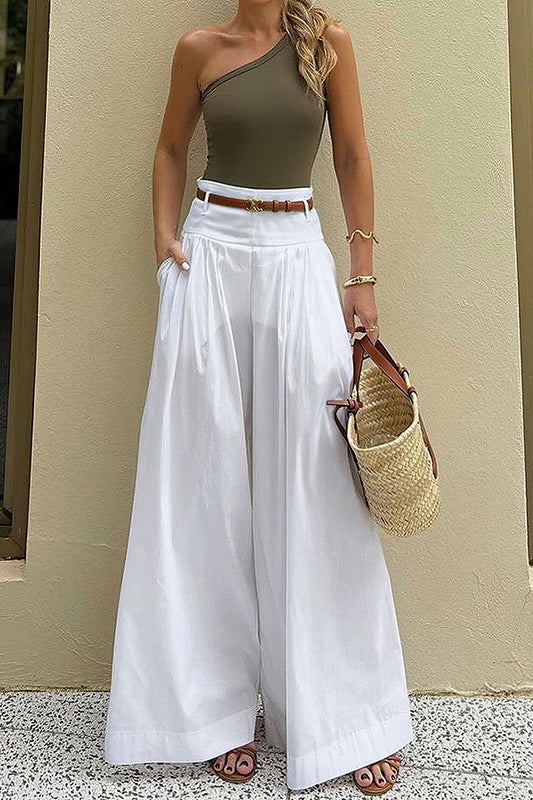 MONA | Elegante Witte Broek Voor Dames Met Wijde Pijpen - Zomers, Luchtig & Comfortabel