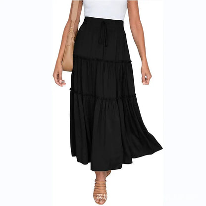 SIA | Zomerse Maxi-Rok met Gelaagde Look en Verstelbare Tailleband