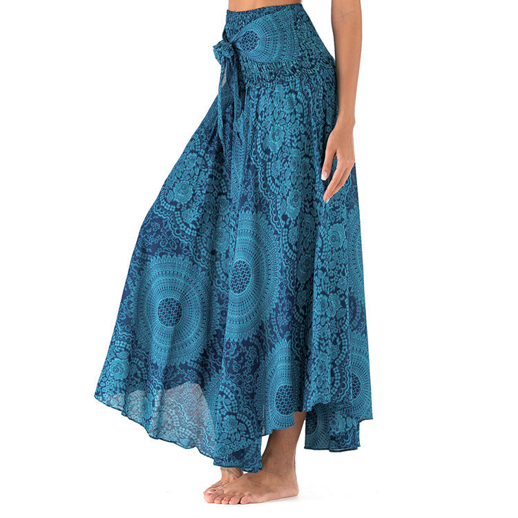 MIMA | Lange Boho-Rok met Striksluiting en Vrouwelijke Print voor Dames