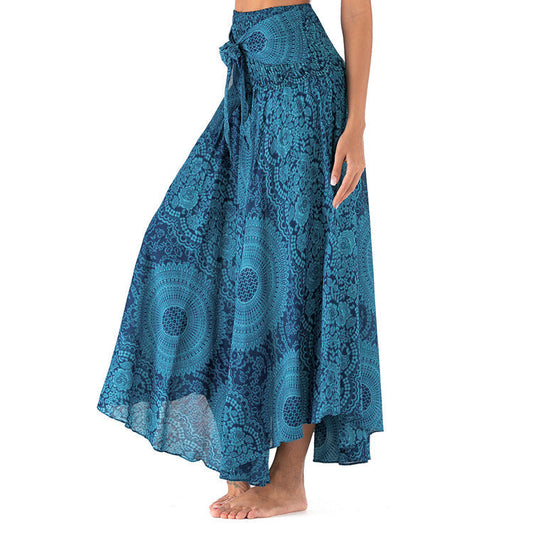 MIMA | Lange Boho-Rok met Striksluiting en Vrouwelijke Print voor Dames