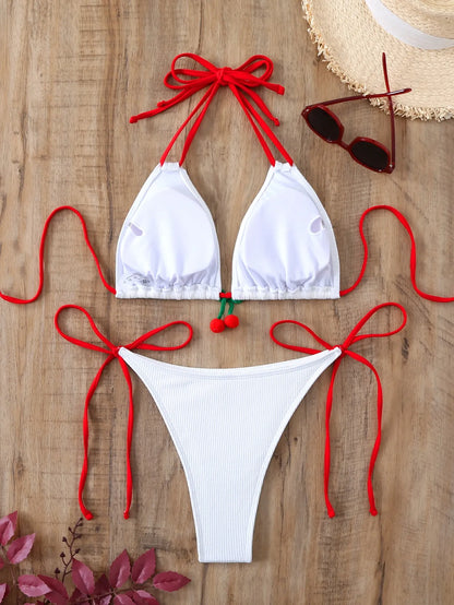 LILOU | Dames Bikini Met Kersen Detail – Ibiza Style & Zomerse Speelsheid
