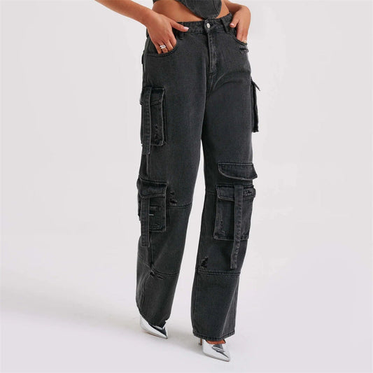 JUTTA | Relaxed Fit Cargo Jeans Voor Dames | Bijpassende Top - Stoer, Elegant & Stijlvol