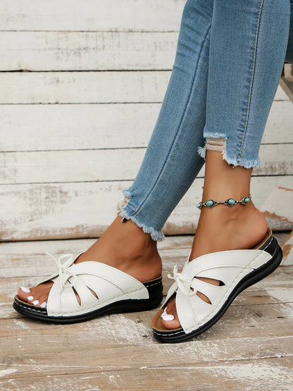NORA | Orthopedische Instap Slippers Voor Dames Met Vegan Leer En Strikje – Comfortabel, Elegant, Duurzaam