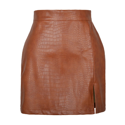 LIYANA | Elegante Leren Rok Voor Dames met Croco Print