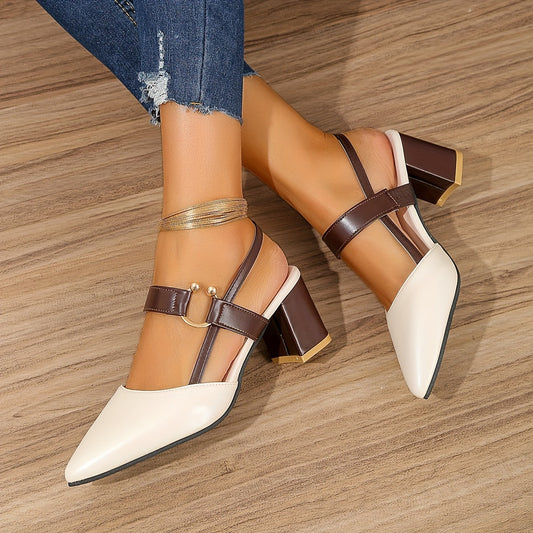 MARINA | Slingbacks Met Spitse Blokhak – Verfijnd, Comfortabel & Perfect Voor Elke Gelegenheid
