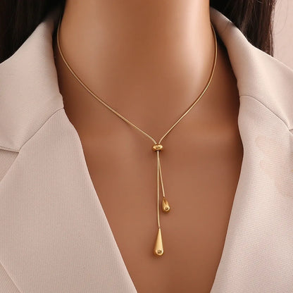 YARA | Elegante Goudkleurige Dames Ketting met Druppelvormige Hangers