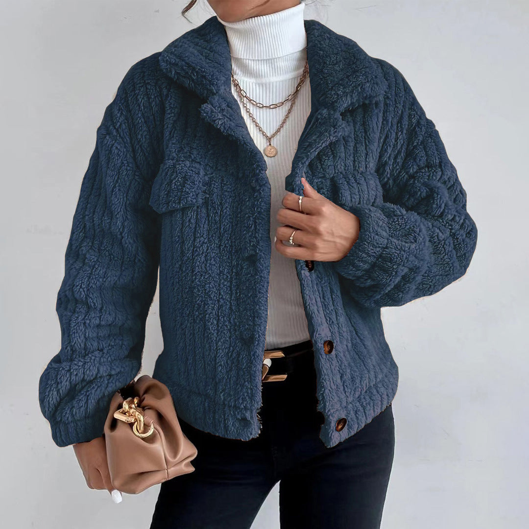 MAEVA | Korte Dames Teddyjas Met Borstzakken – Warm, Modieus & Perfect Voor Winterse Looks