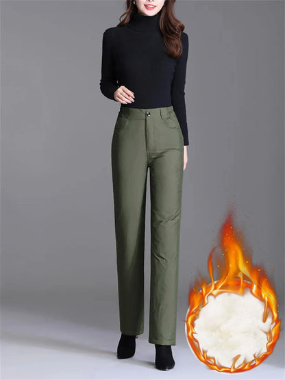 Winter Broek Voor Dames In Grote Maten | Warme Rechte Winterpants Met Thermovoering