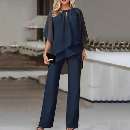 Luxe dames tweedelige set met cape-top | Moeiteloze klasse zonder concessies!
