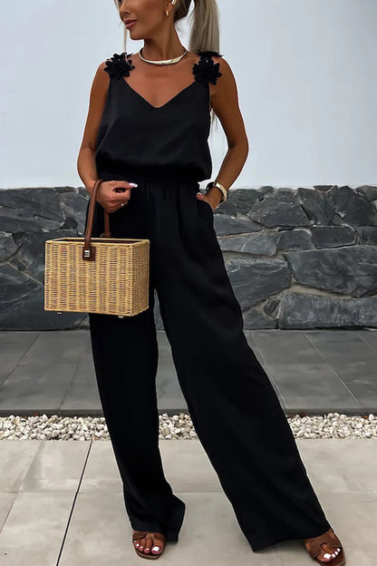 NOELLE | Satin Flower Jumpsuit – Stralend, Trendy & Uniek!