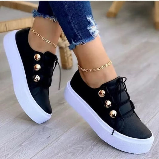 QUINTY | Comfortabele Dames Sneaker Met Dikke Zool & Glanzende Details - Stijl & Comfort
